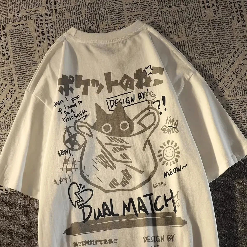 Japanese Cat Graphic T-Shirt