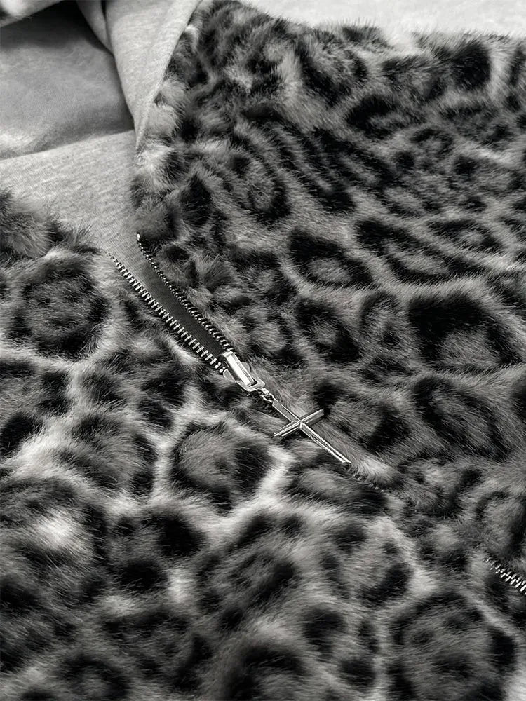 Reversible Leopard Print Zip-Up Hoodie
