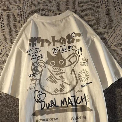 Japanese Cat Graphic T-Shirt